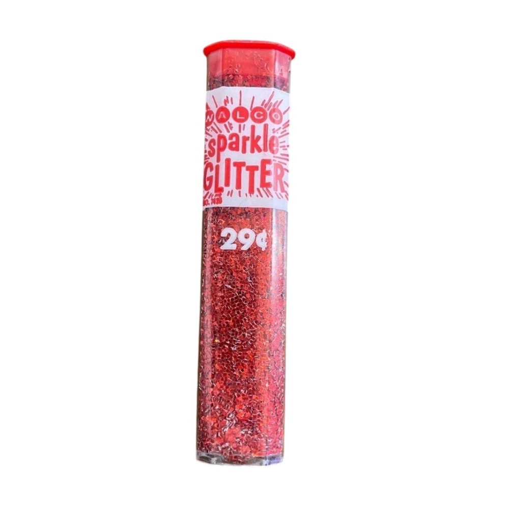 Vintage‎ Walco Aluminum Glitter Red SPARKLE Christmas Tube USA
